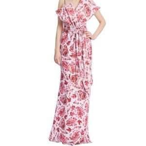 BADGLEY MISCHKA New Badgley Mischka Brand
Floral Gown With Bow Loop Bodice